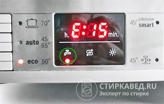 Так выглядит информационный код Е15 на дисплее посудомойки Bosch
